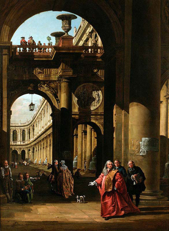Architectural Capriccio with a Self-Portrait of Bellotto in the Costume of a Venetian Nobleman